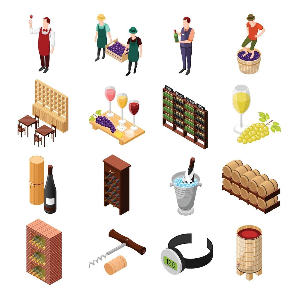 Isometric wine production vector