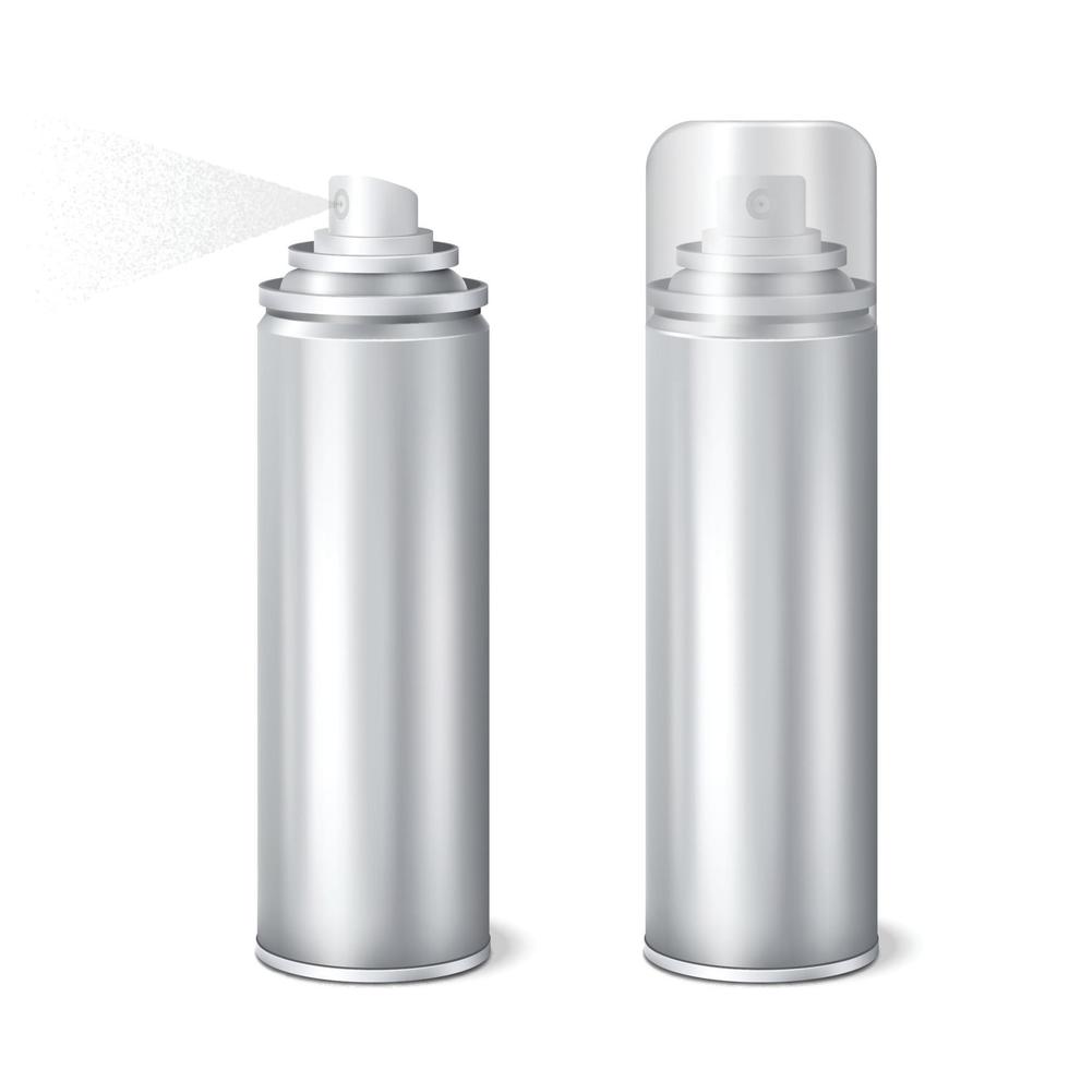 aluminium spray can template mockup set vector