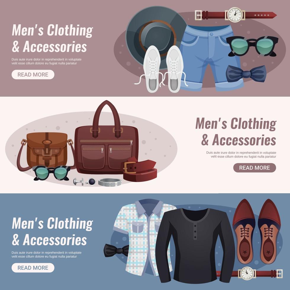 men accessories horizontal banners vector