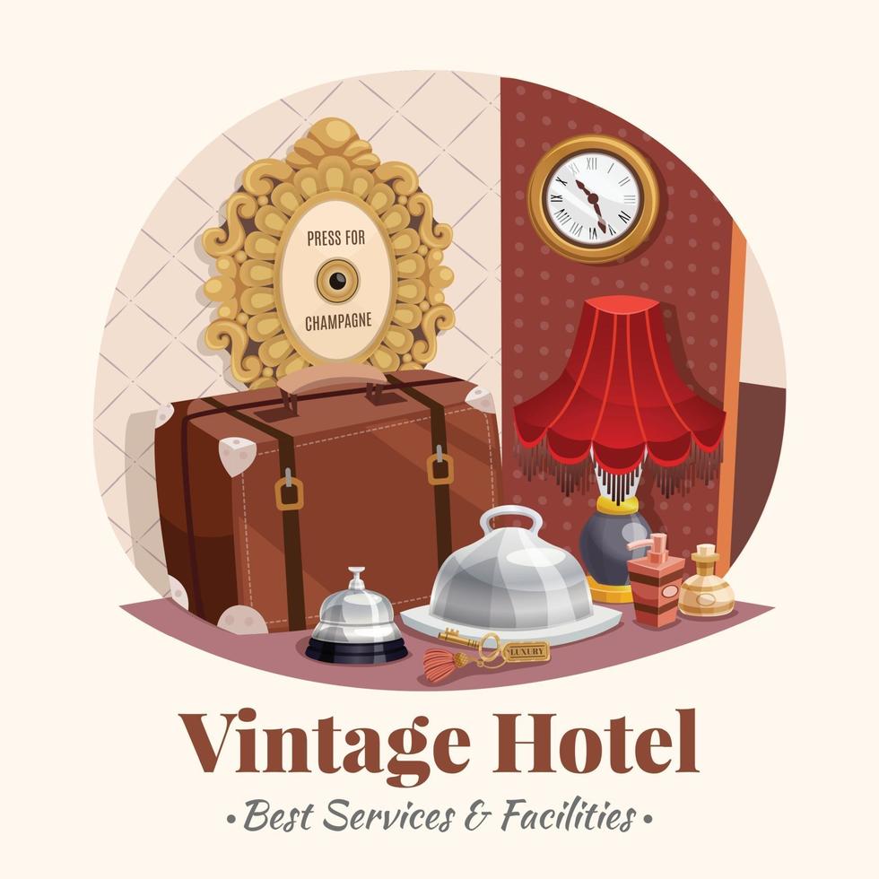 vintage hotel illustration vector