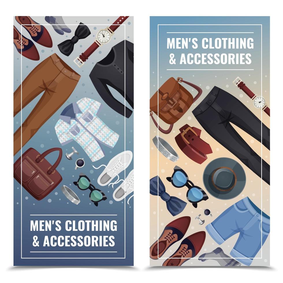 accesorios de hombre banners verticales vector