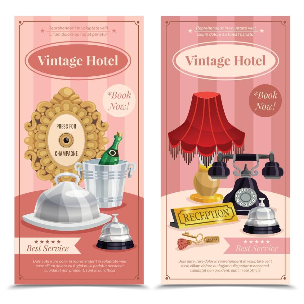 vintage hotel vertical banners vector