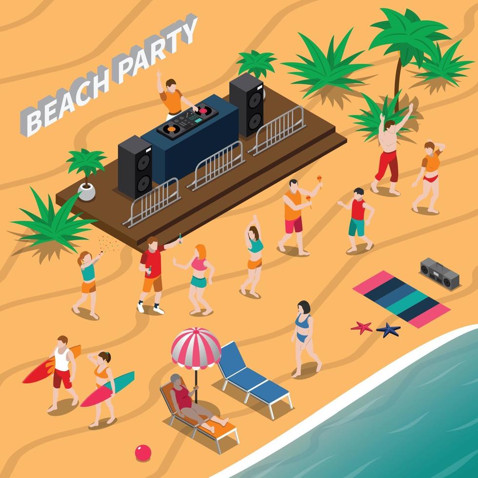 party celebraion people isometric composition vector