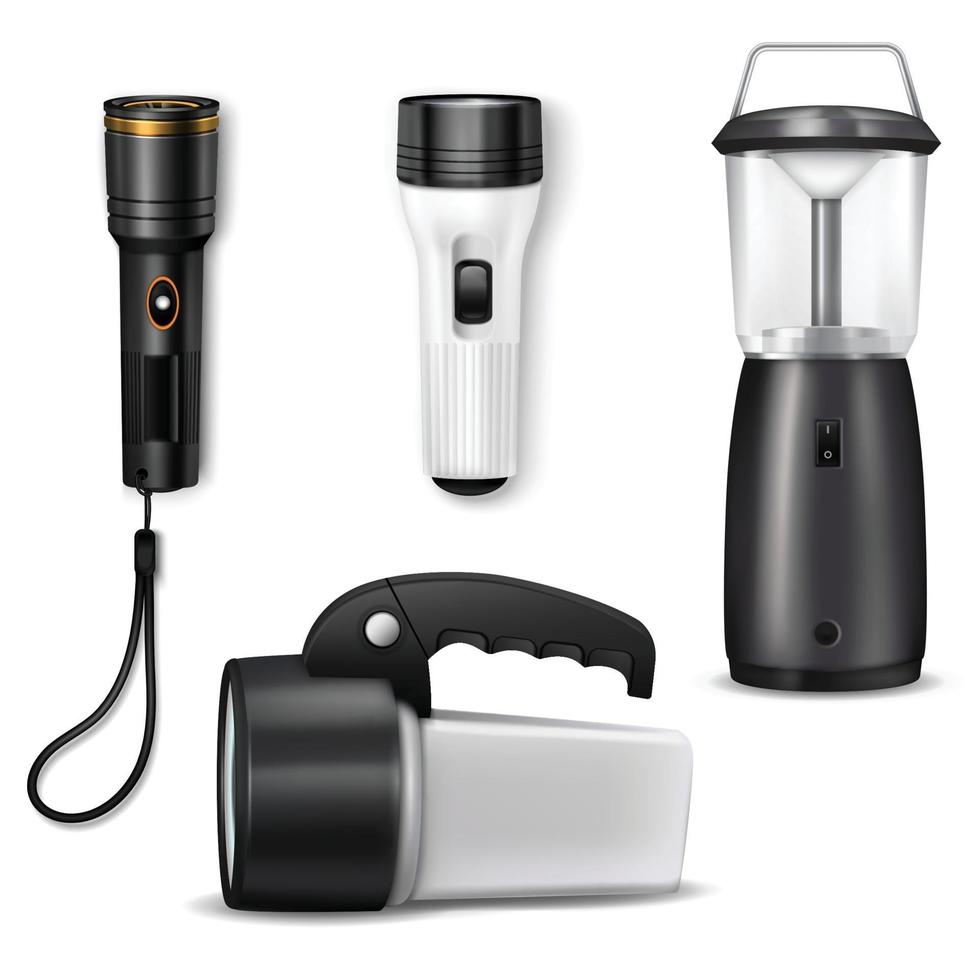 realistic flashlights set vector