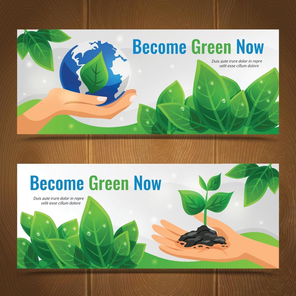 ecology horizontal banners vector