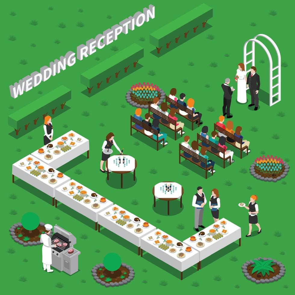 catering isometric composition vector