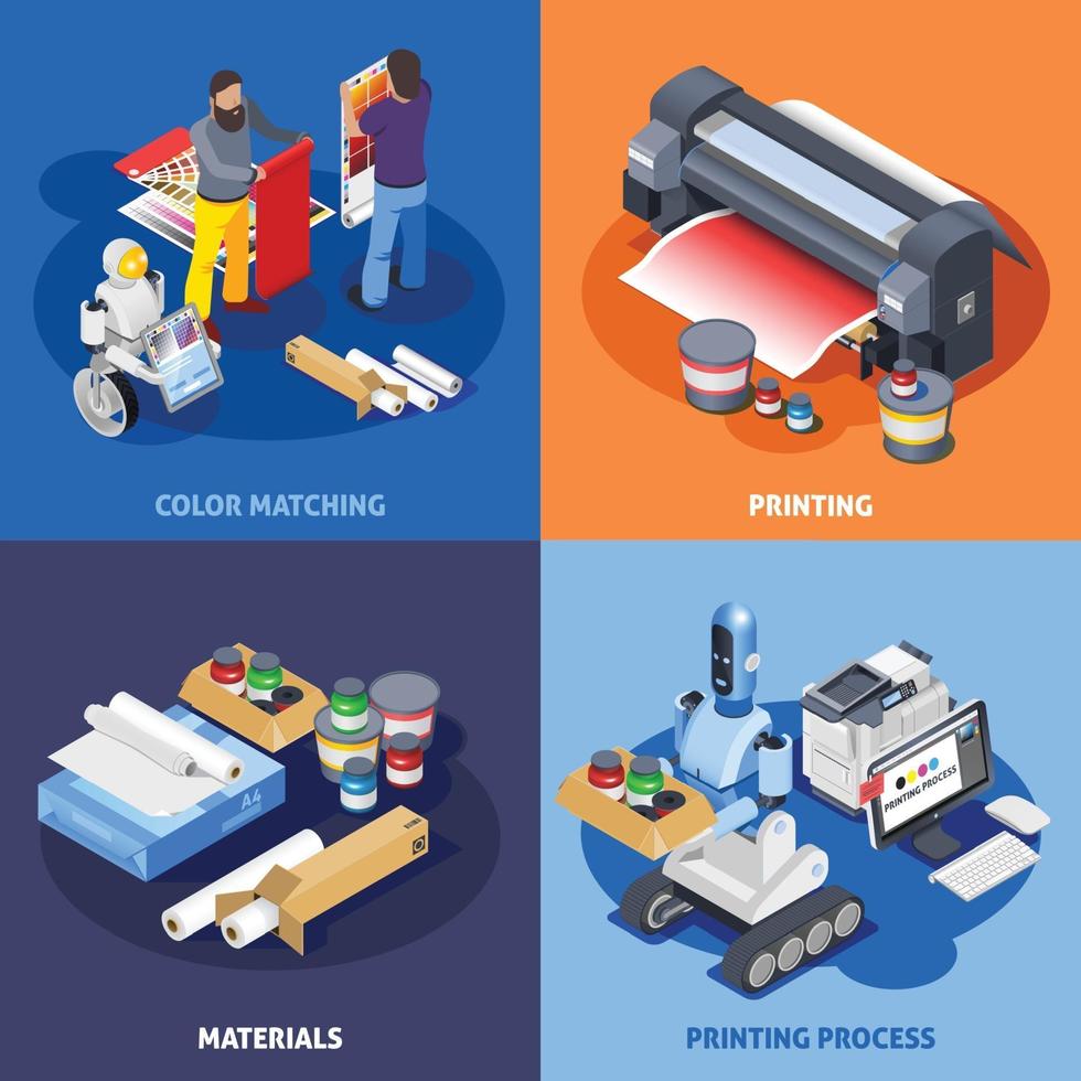 printing house polygraphy industry isometric 2x2 vector