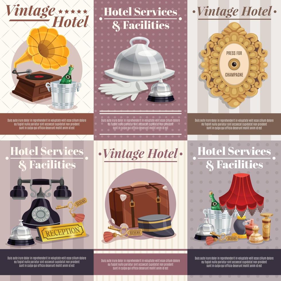 vintage hotel poster set vector