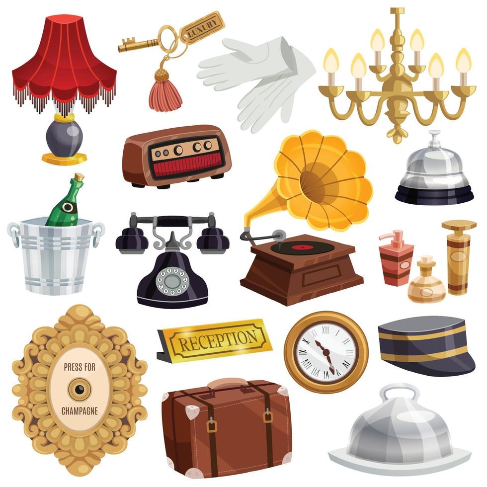 vintage hotel staff set vector