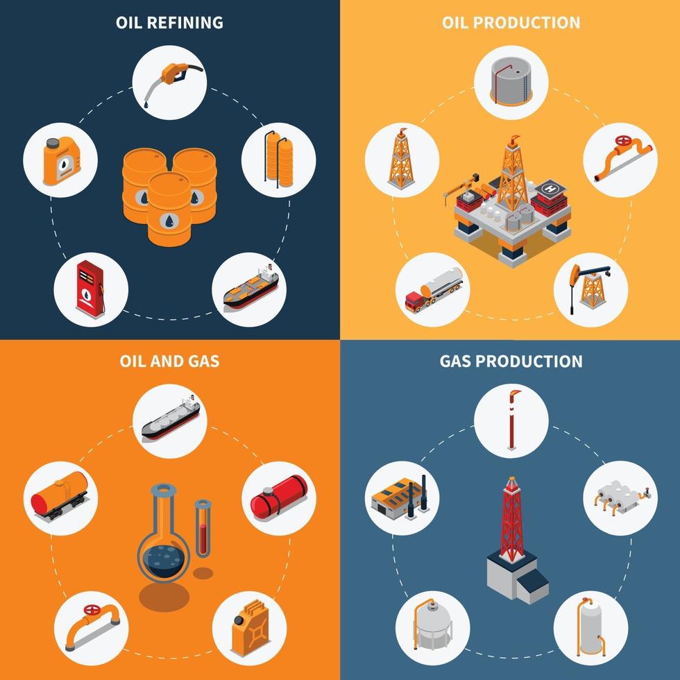 petróleo petróleo gas industria isométrica 2x2 vector