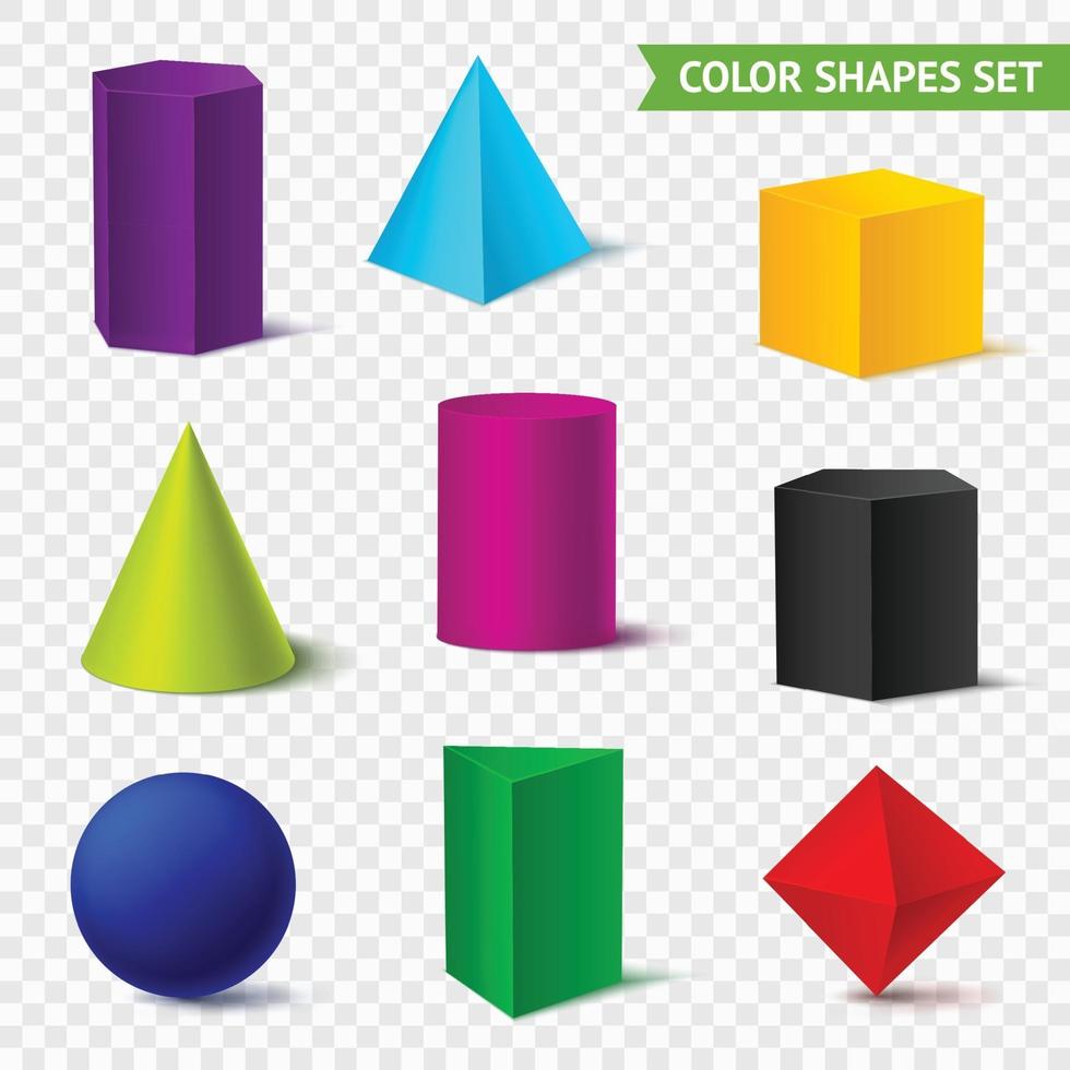 realistic geometric shapes color set vector