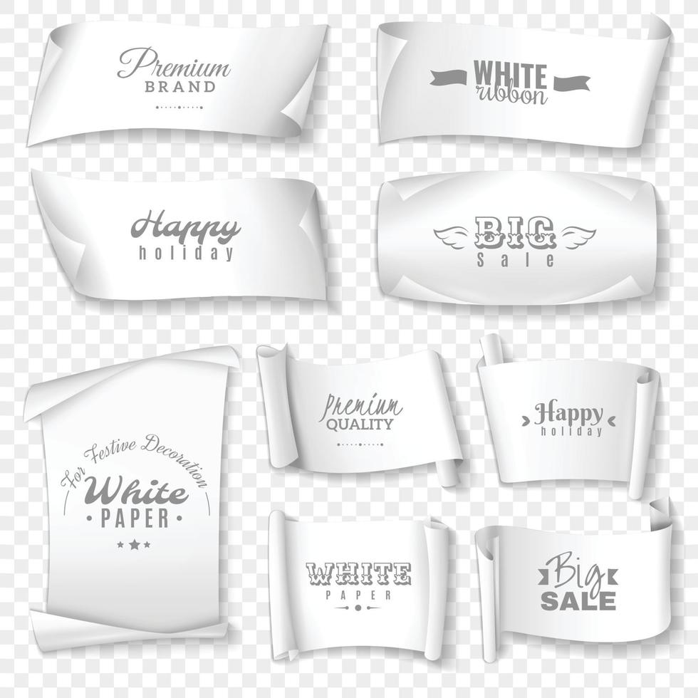 white paper banner set vector