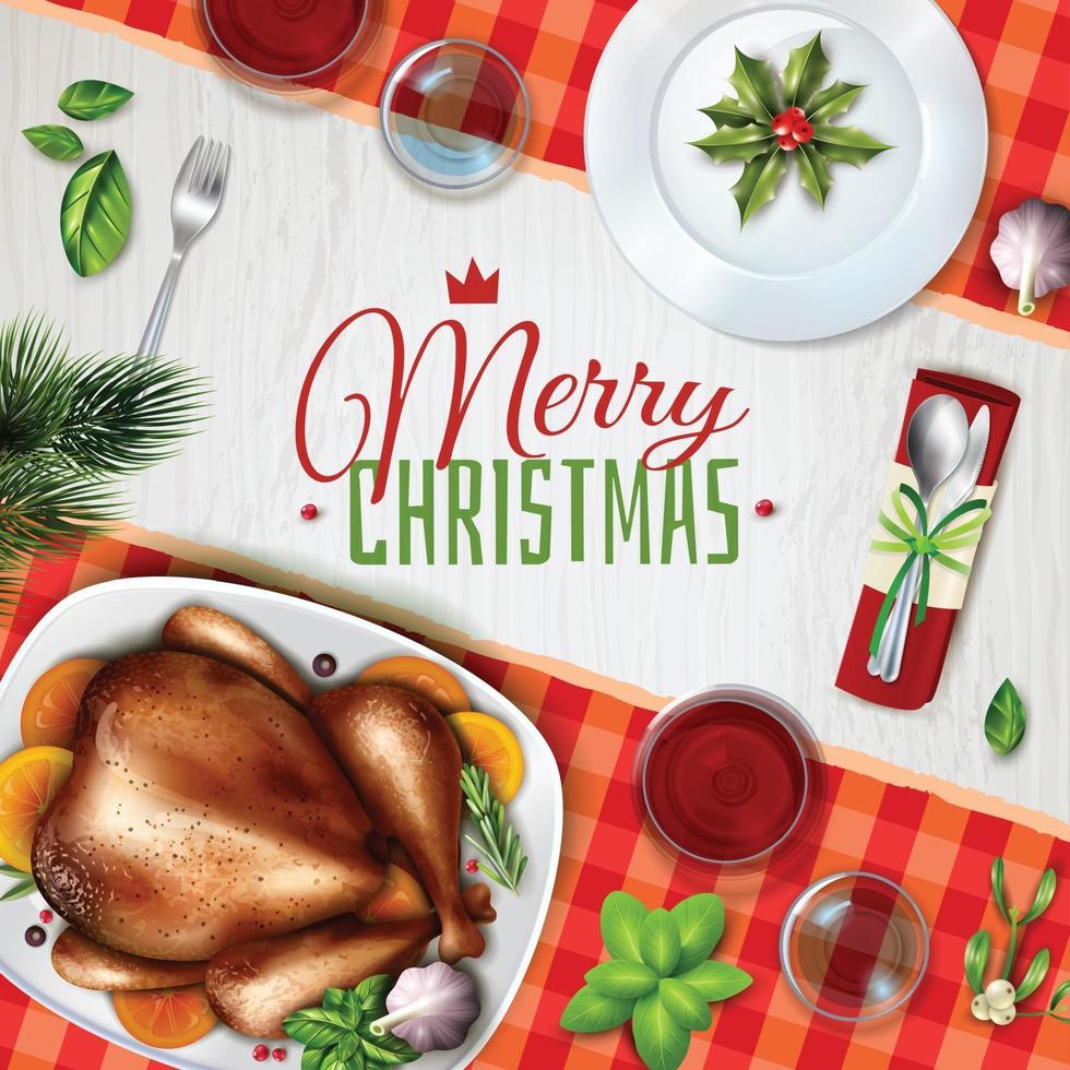 realistic turkey christmas illustration vector