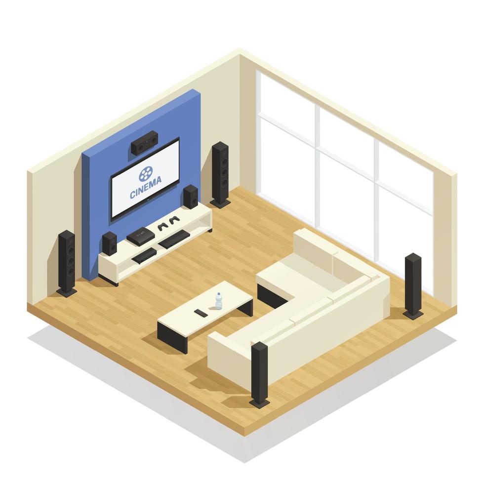 home theater isometric interior vector