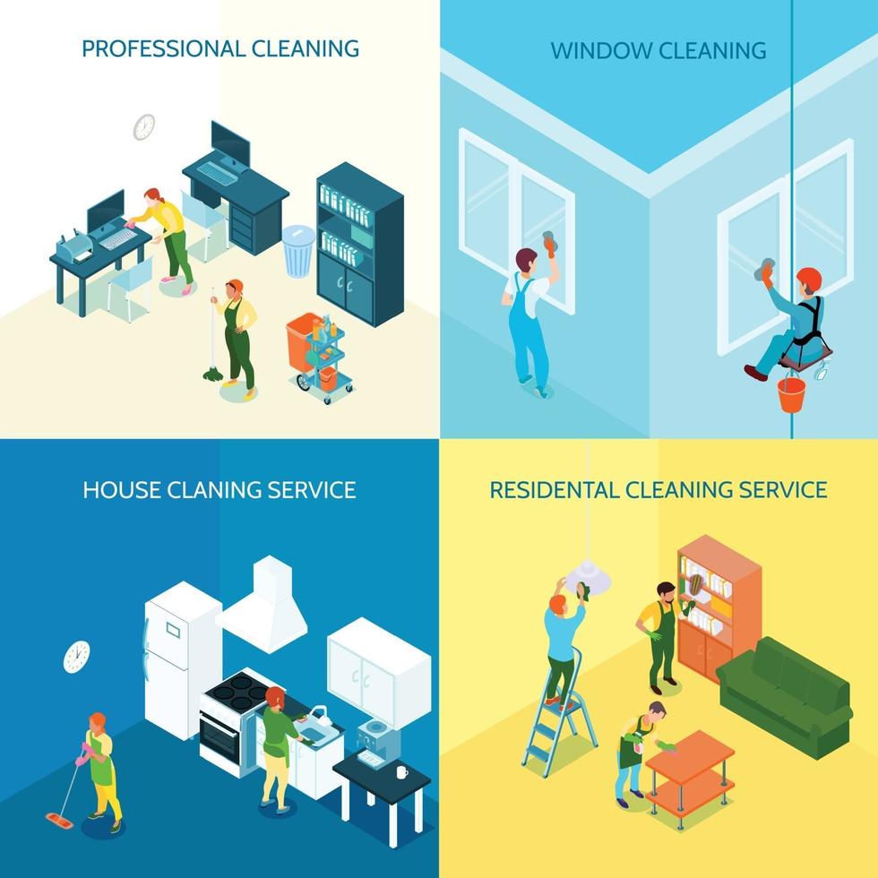 isometric cleaning service design concept vector