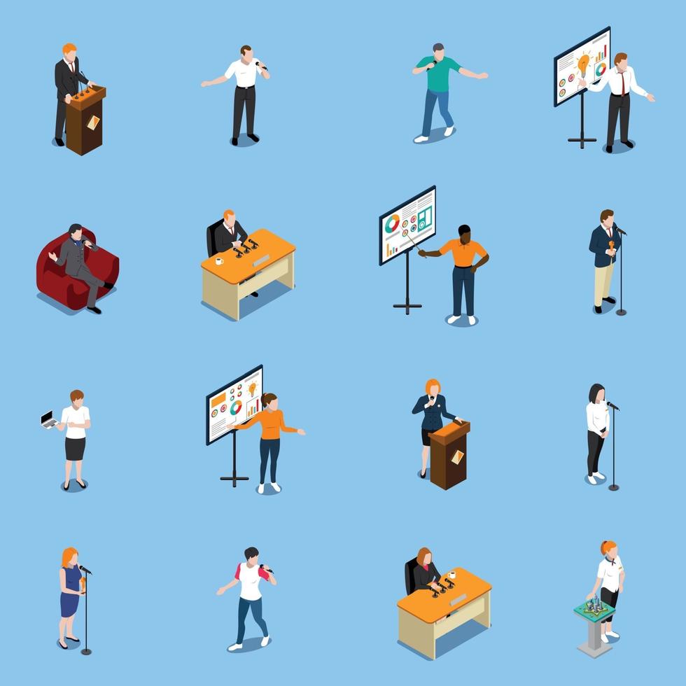 public speaking presentation people isometric vector