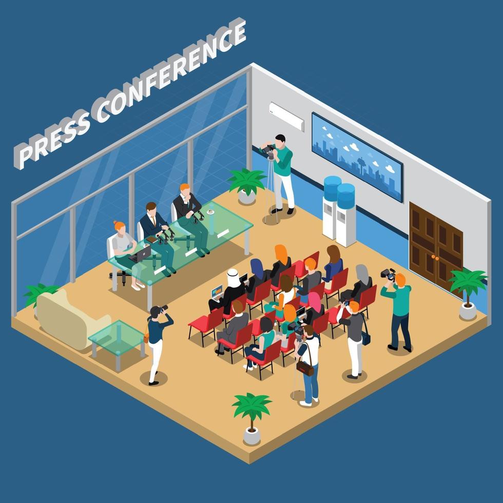 public speaking presentation people isometric composition vector