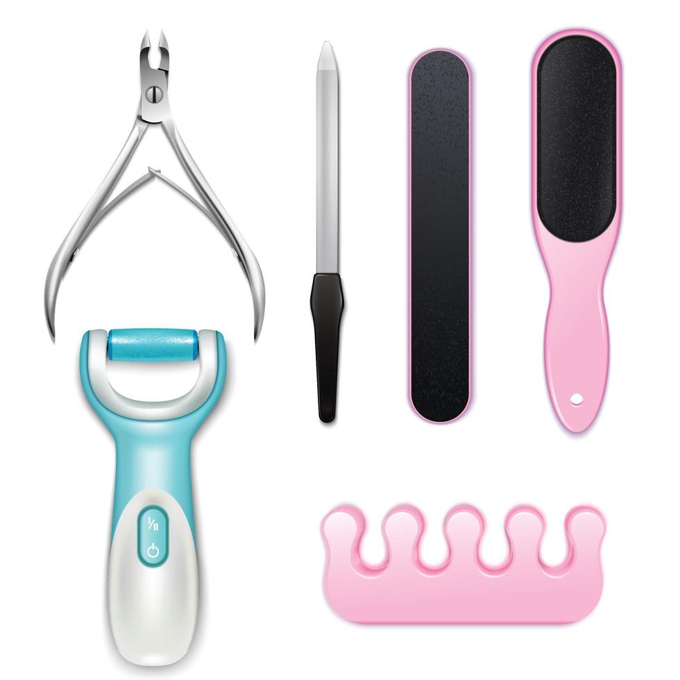 pedicure tools realistic vector