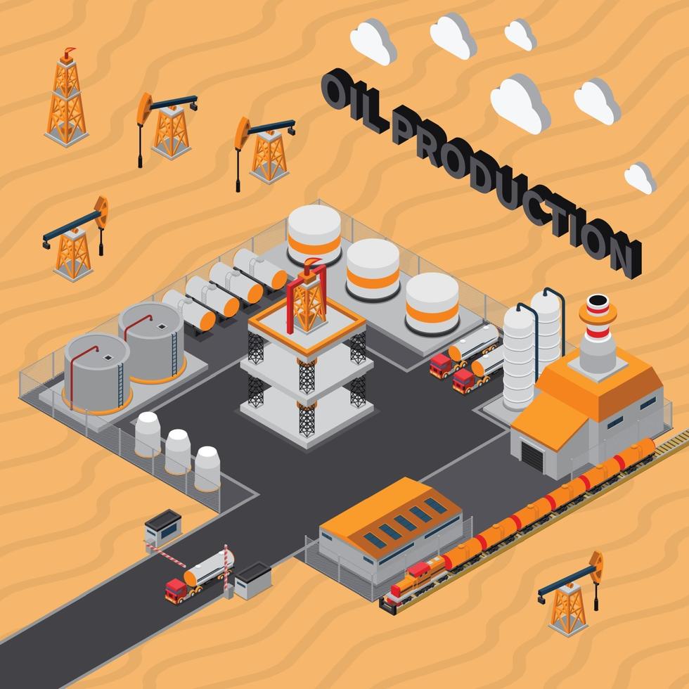 oil petroleum gas industry isometric composition vector