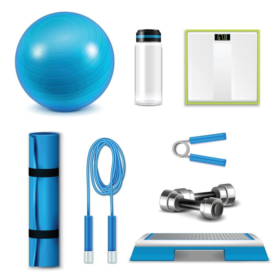 fitness set realistic vector