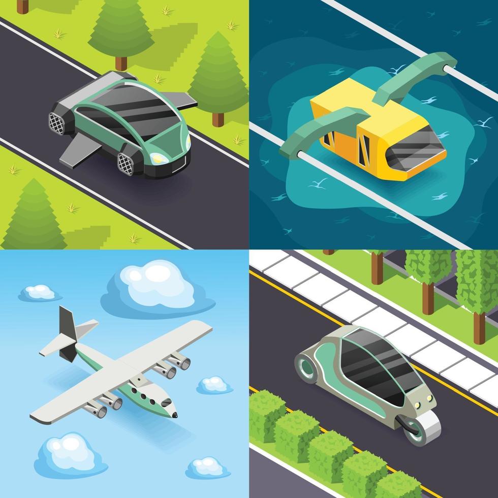 Future transport isometric 2x2 vector