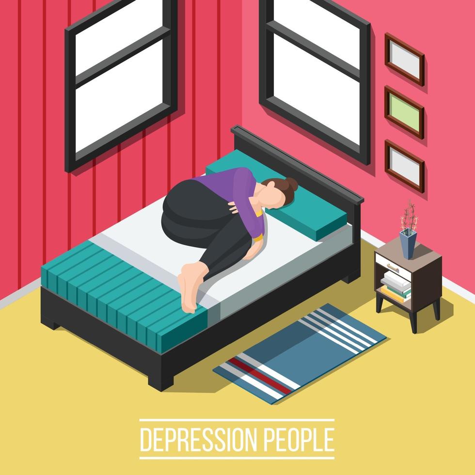 Stress and depression people background vector