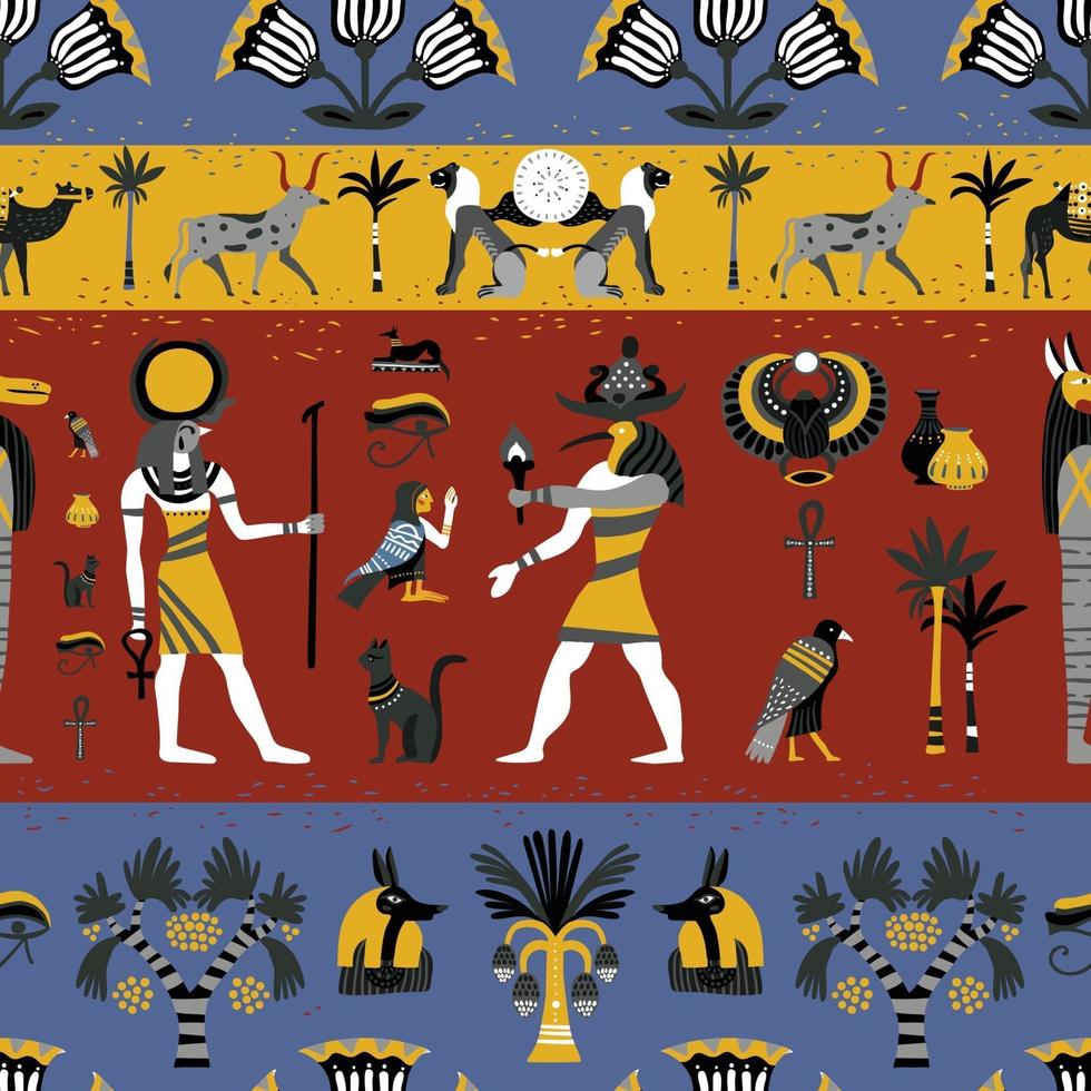 egyptian seamless pattern vector