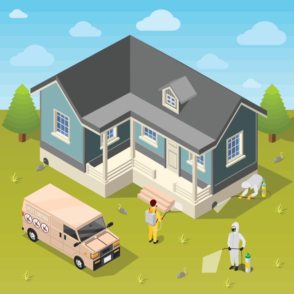 Pest control isometric background vector