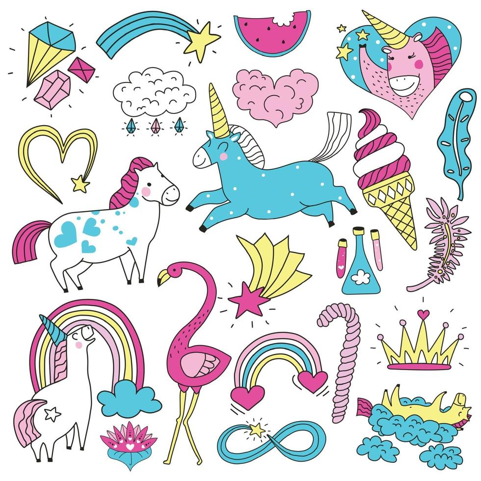 cute magic bright set vector