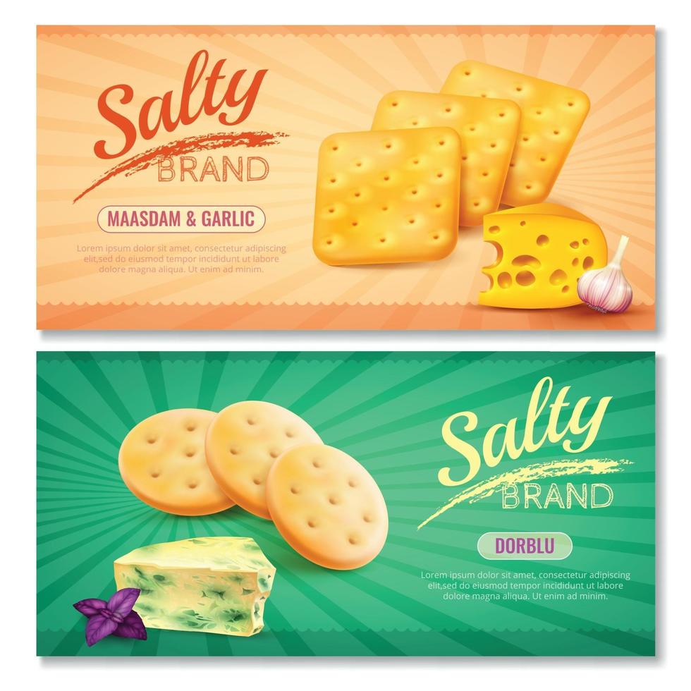 salty snacks horizontal banners vector