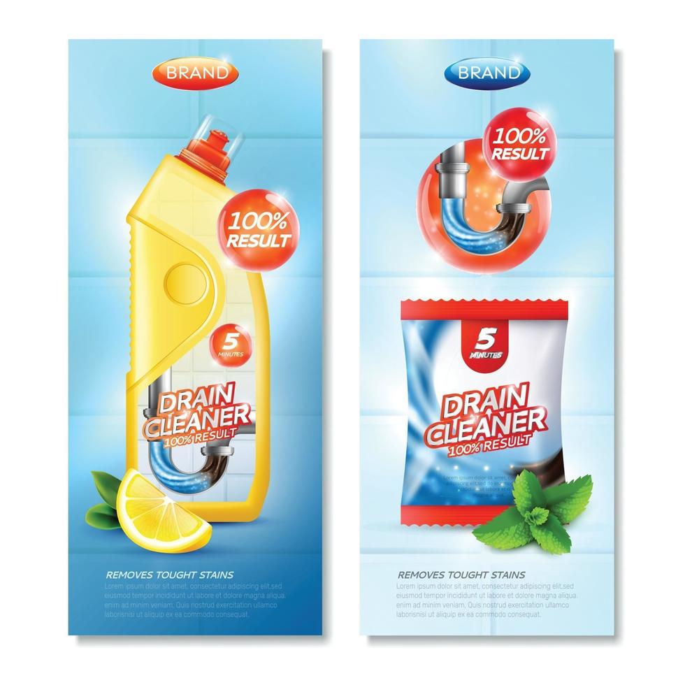 drain cleaner vertical banners vector