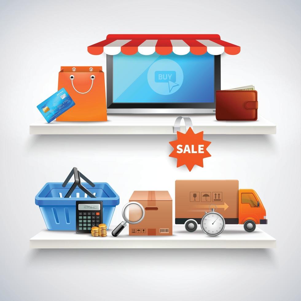 Online shopping realistic vector