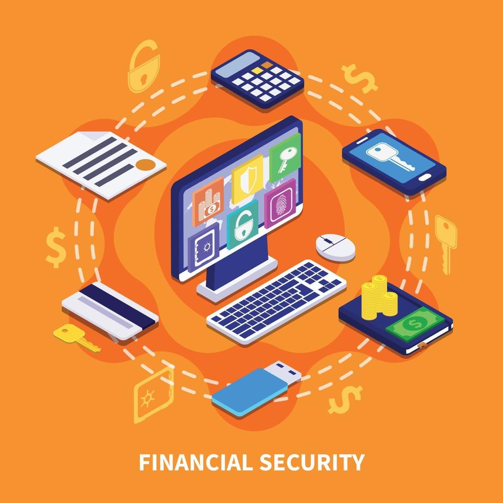 Financial secure isometric vector