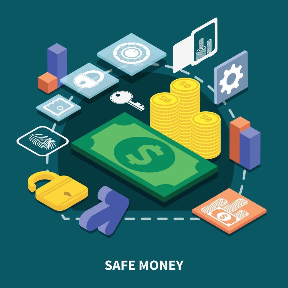 Financial secure isometric vector