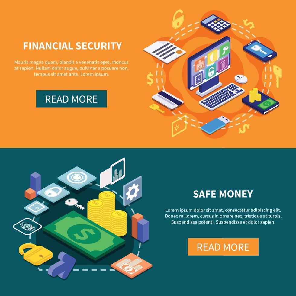 Financial secure isometric vector