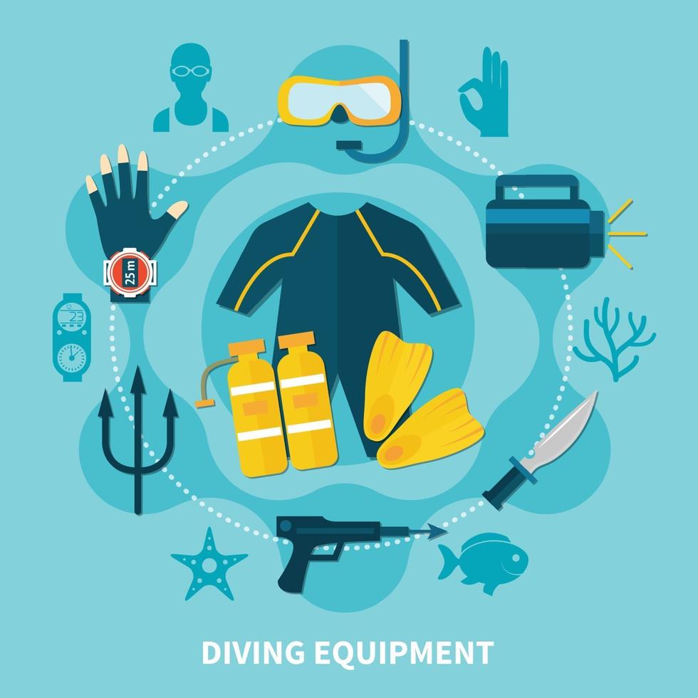 Diving flat illustration vector