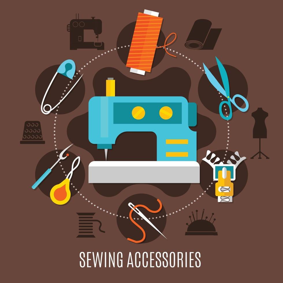 Sewing flat composition vector