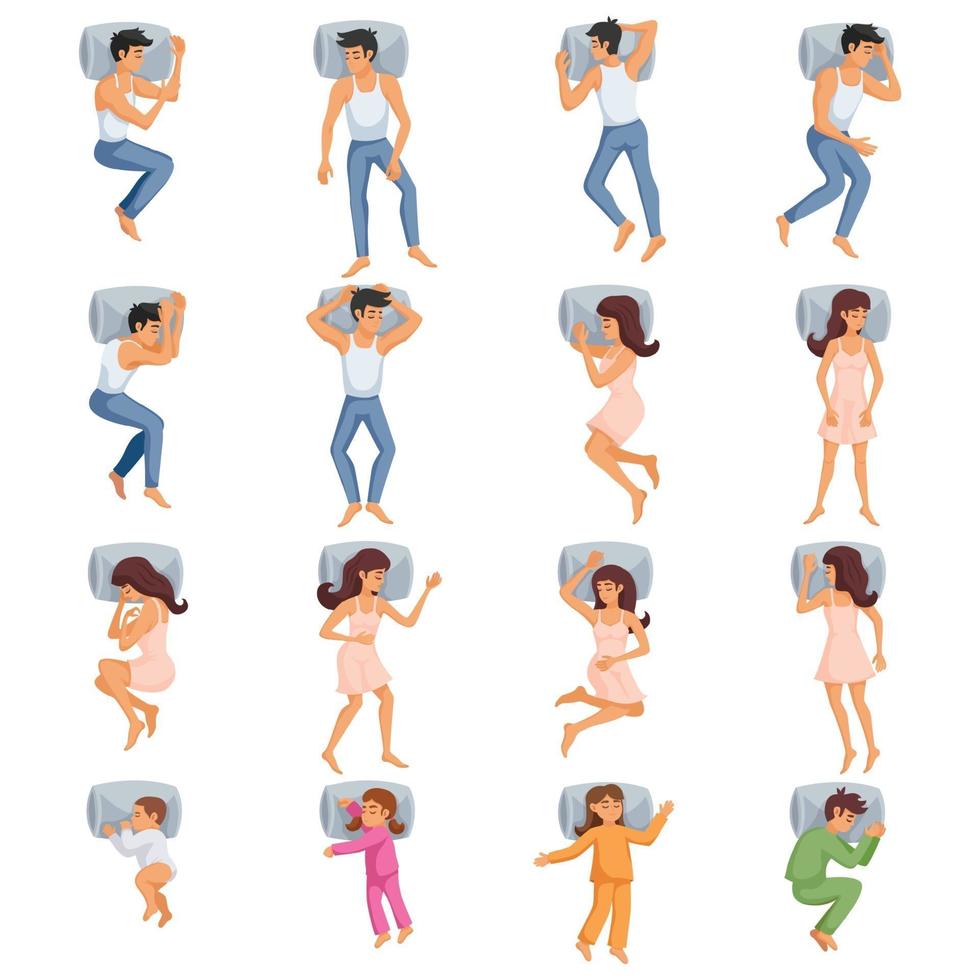 conjunto de poses para dormir vector