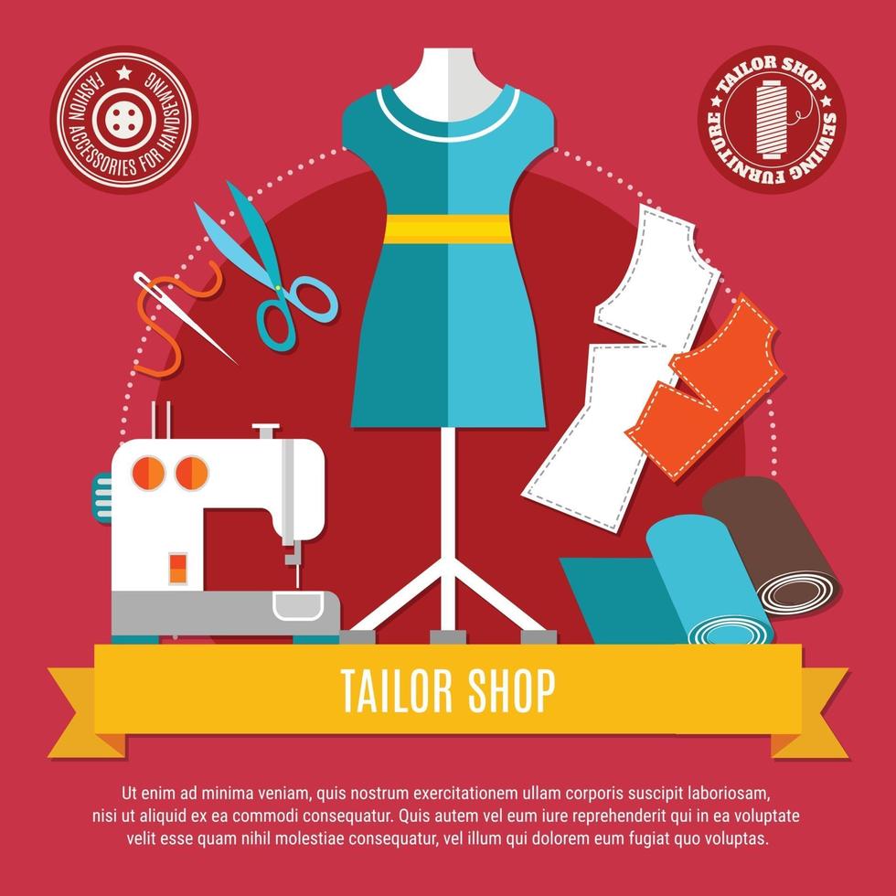 Sewing flat composition vector