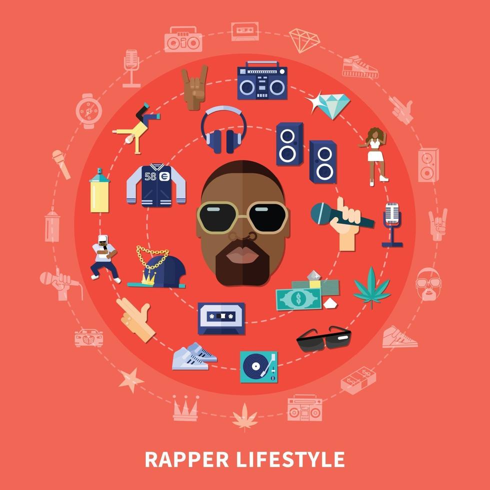 Rap music flat vector