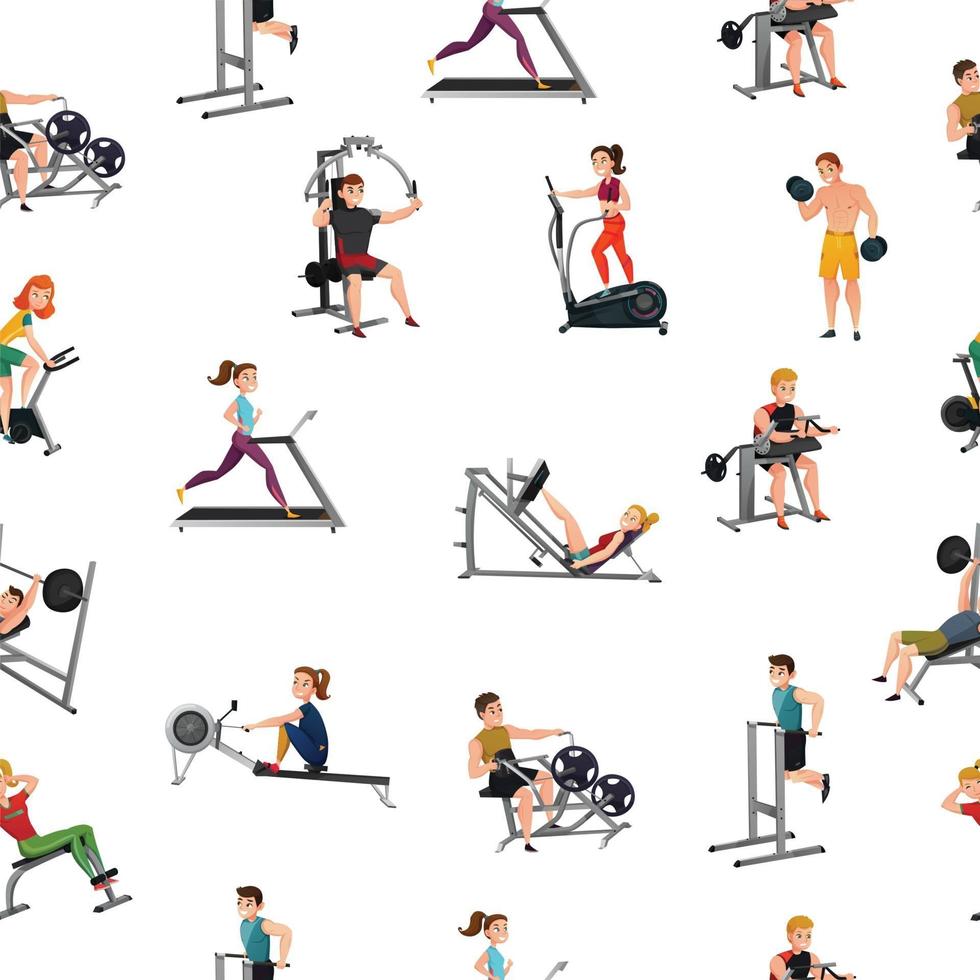 equipo de ejercicio gimnasio de patrones sin fisuras vector