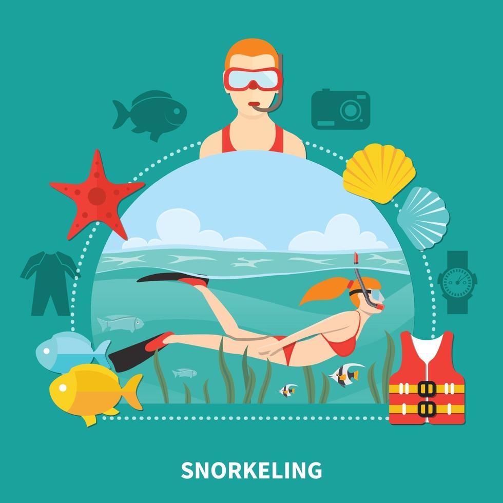 Diving flat illustration vector