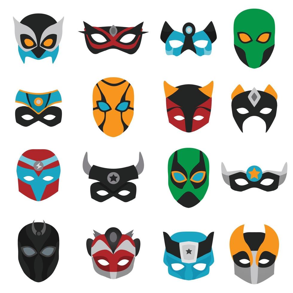 conjunto de máscaras de superhéroe vector