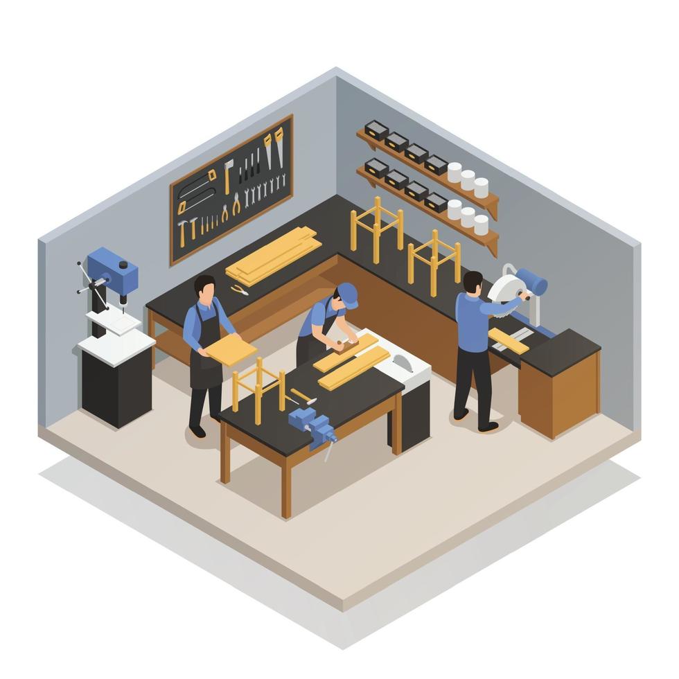 craftsman artisan people isometric composition vector