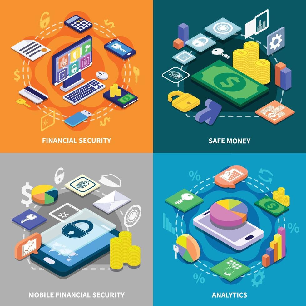 Financial secure isometric vector