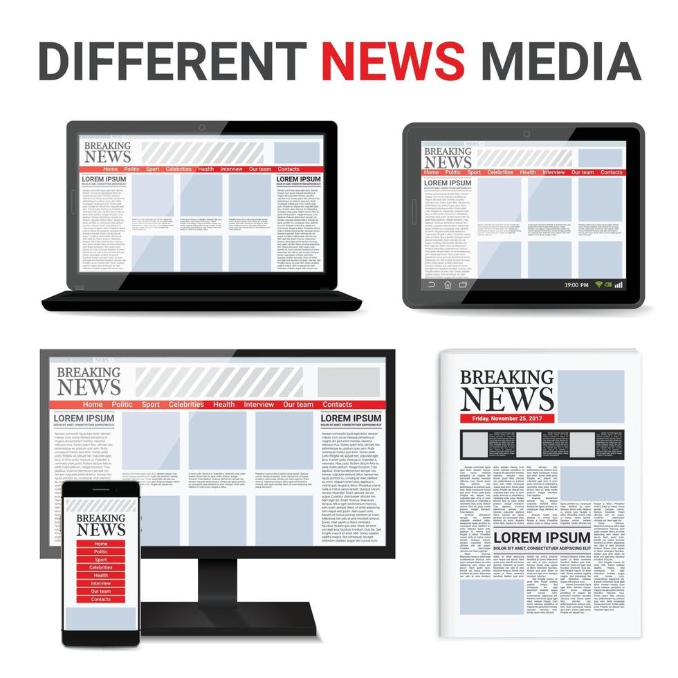 newspaper with different news media vector