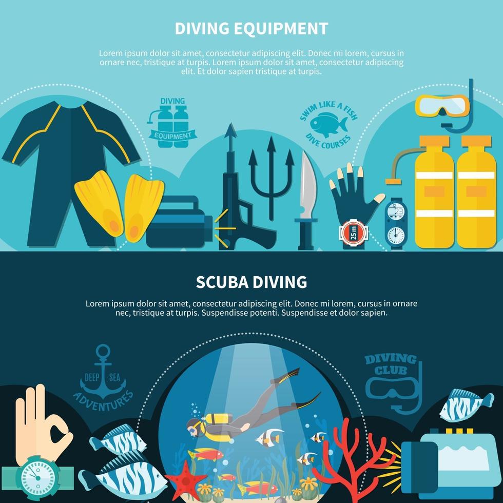 Diving banner set vector