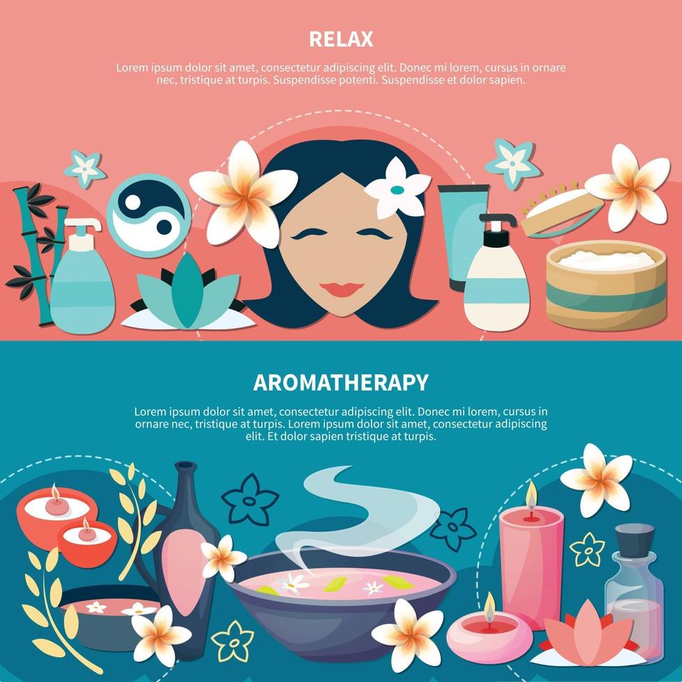 SPA flat banner set vector