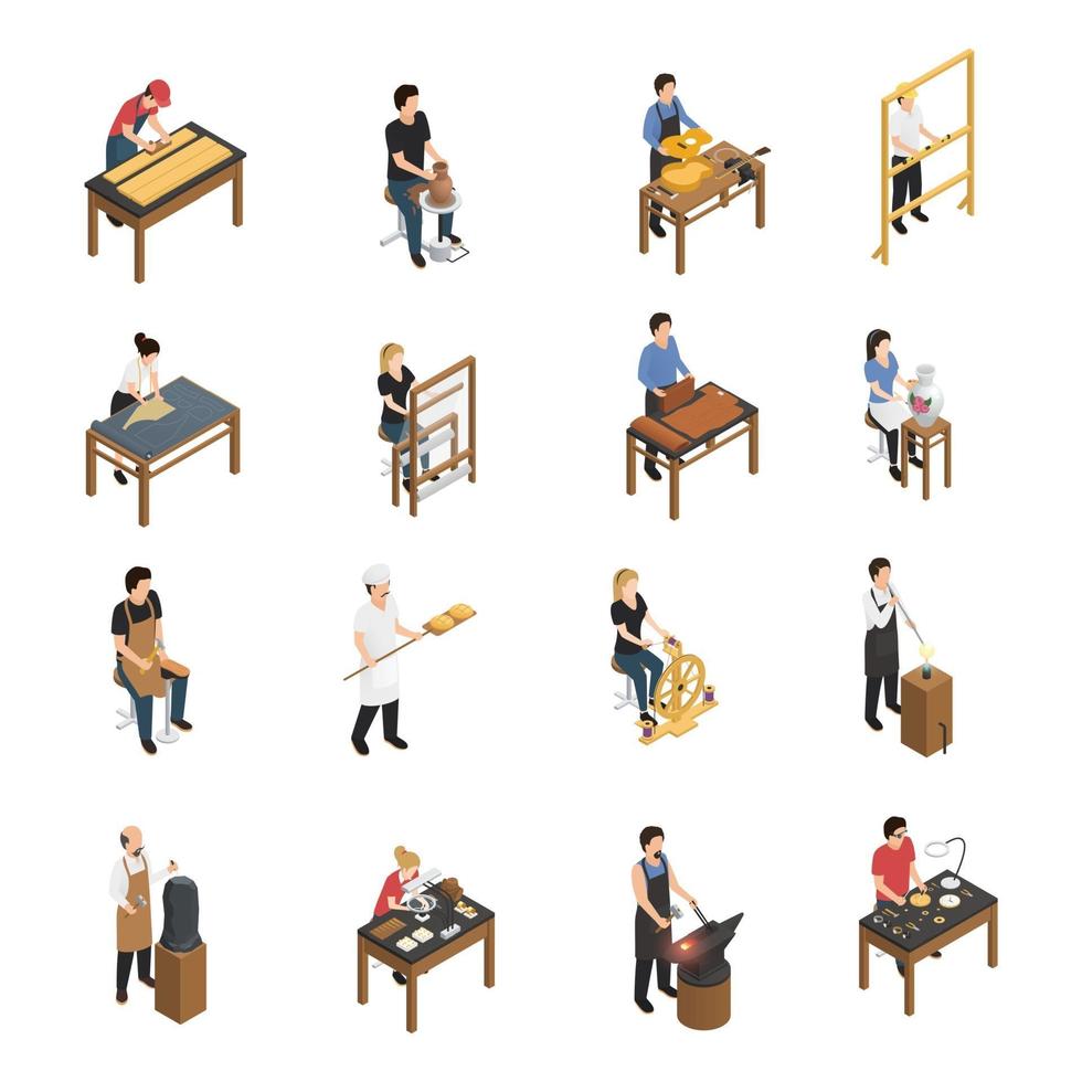 craftsman artisan people isometric vector