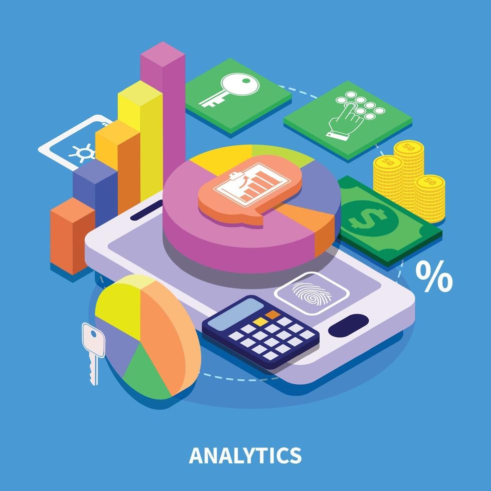 Financial secure isometric vector